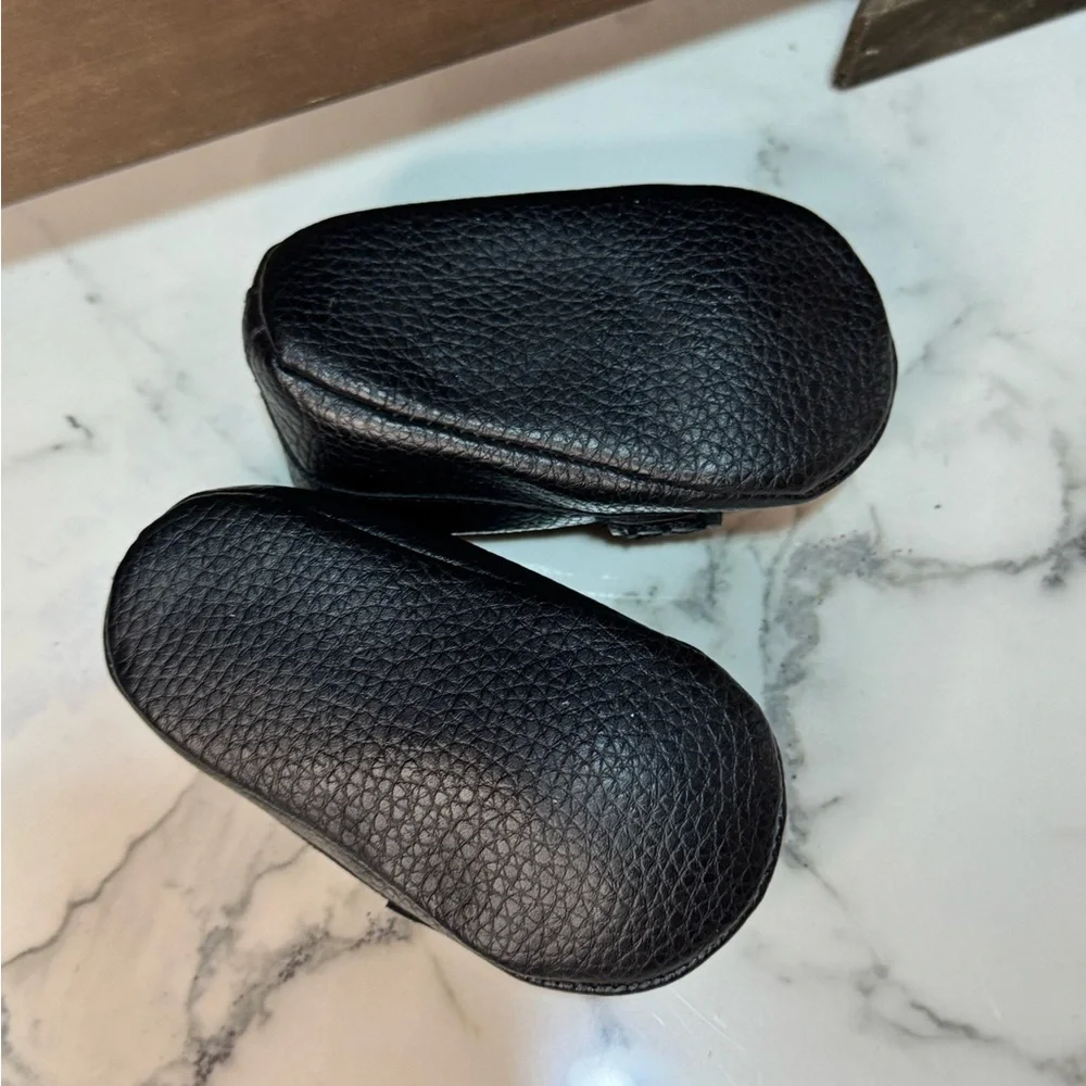 4/$15 Rising Star Black Moccasin Shoes for Infants